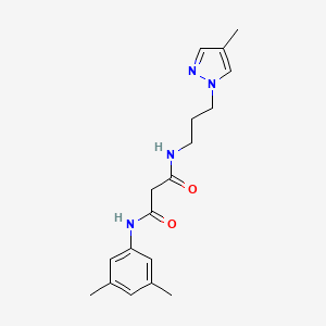 molecular formula C18H24N4O2 B4257336 N-(3,5-dimethylphenyl)-N'-[3-(4-methyl-1H-pyrazol-1-yl)propyl]malonamide 