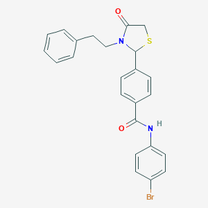 molecular formula C24H21BrN2O2S B425734 N-(4-bromophenyl)-4-[4-oxo-3-(2-phenylethyl)-1,3-thiazolidin-2-yl]benzamide 