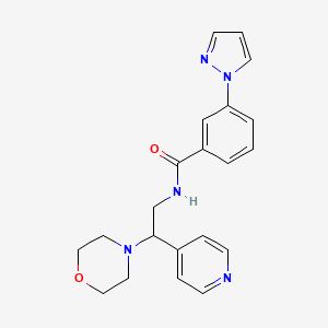 molecular formula C21H23N5O2 B4257341 N-(2-morpholin-4-yl-2-pyridin-4-ylethyl)-3-(1H-pyrazol-1-yl)benzamide 