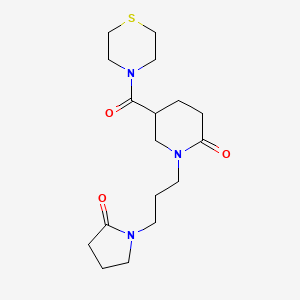 molecular formula C17H27N3O3S B4257365 1-[3-(2-oxo-1-pyrrolidinyl)propyl]-5-(4-thiomorpholinylcarbonyl)-2-piperidinone 