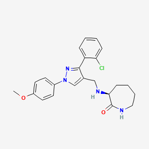 (3S)-3-({[3-(2-chlorophenyl)-1-(4-methoxyphenyl)-1H-pyrazol-4-yl]methyl}amino)-2-azepanone