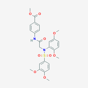 molecular formula C26H28N2O9S B425742 Methyl 4-[({[(3,4-dimethoxyphenyl)sulfonyl]-2,5-dimethoxyanilino}acetyl)amino]benzoate 