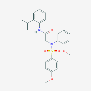 molecular formula C25H28N2O5S B425747 N-(2-isopropylphenyl)-2-{2-methoxy[(4-methoxyphenyl)sulfonyl]anilino}acetamide 