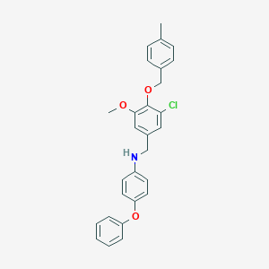 molecular formula C28H26ClNO3 B425748 N-{3-chloro-5-methoxy-4-[(4-methylbenzyl)oxy]benzyl}-4-phenoxyaniline 