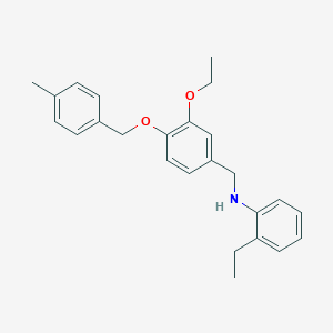 molecular formula C25H29NO2 B425749 N-{3-ethoxy-4-[(4-methylbenzyl)oxy]benzyl}-2-ethylaniline 