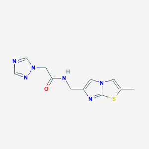 molecular formula C11H12N6OS B4257517 N-[(2-methylimidazo[2,1-b][1,3]thiazol-6-yl)methyl]-2-(1H-1,2,4-triazol-1-yl)acetamide 