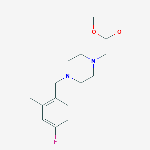 molecular formula C16H25FN2O2 B4257547 1-(2,2-dimethoxyethyl)-4-(4-fluoro-2-methylbenzyl)piperazine 