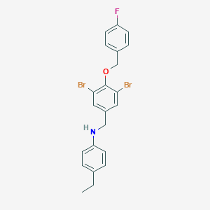 molecular formula C22H20Br2FNO B425757 N-{3,5-dibromo-4-[(4-fluorobenzyl)oxy]benzyl}-4-ethylaniline 