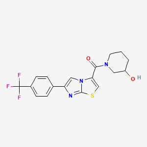 molecular formula C18H16F3N3O2S B4257570 1-({6-[4-(trifluoromethyl)phenyl]imidazo[2,1-b][1,3]thiazol-3-yl}carbonyl)-3-piperidinol 