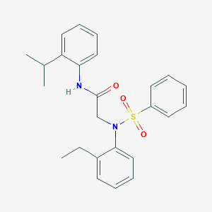 molecular formula C25H28N2O3S B425761 2-[2-ethyl(phenylsulfonyl)anilino]-N-(2-isopropylphenyl)acetamide 