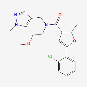molecular formula C20H22ClN3O3 B4257618 5-(2-chlorophenyl)-N-(2-methoxyethyl)-2-methyl-N-[(1-methyl-1H-pyrazol-4-yl)methyl]-3-furamide 