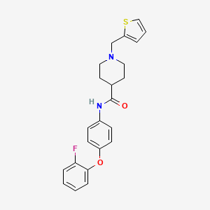 molecular formula C23H23FN2O2S B4257621 N-[4-(2-fluorophenoxy)phenyl]-1-(2-thienylmethyl)-4-piperidinecarboxamide 