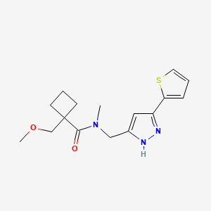 molecular formula C16H21N3O2S B4257623 1-(methoxymethyl)-N-methyl-N-{[3-(2-thienyl)-1H-pyrazol-5-yl]methyl}cyclobutanecarboxamide 