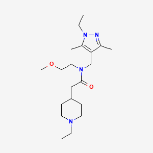 molecular formula C20H36N4O2 B4257664 N-[(1-ethyl-3,5-dimethyl-1H-pyrazol-4-yl)methyl]-2-(1-ethylpiperidin-4-yl)-N-(2-methoxyethyl)acetamide 