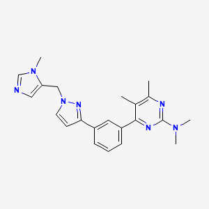 molecular formula C22H25N7 B4257715 N,N,4,5-tetramethyl-6-(3-{1-[(1-methyl-1H-imidazol-5-yl)methyl]-1H-pyrazol-3-yl}phenyl)-2-pyrimidinamine 