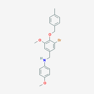 molecular formula C23H24BrNO3 B425773 N-{3-bromo-5-methoxy-4-[(4-methylbenzyl)oxy]benzyl}-4-methoxyaniline 