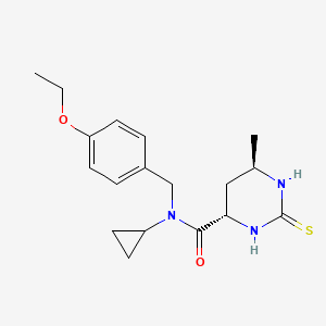 molecular formula C18H25N3O2S B4257745 (4S*,6R*)-N-cyclopropyl-N-(4-ethoxybenzyl)-6-methyl-2-thioxohexahydropyrimidine-4-carboxamide 