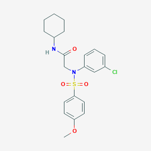 molecular formula C21H25ClN2O4S B425775 2-{3-chloro[(4-methoxyphenyl)sulfonyl]anilino}-N-cyclohexylacetamide 
