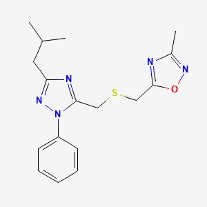 molecular formula C17H21N5OS B4257760 5-({[(3-isobutyl-1-phenyl-1H-1,2,4-triazol-5-yl)methyl]thio}methyl)-3-methyl-1,2,4-oxadiazole 