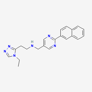 molecular formula C21H22N6 B4257768 2-(4-ethyl-4H-1,2,4-triazol-3-yl)-N-{[2-(2-naphthyl)pyrimidin-5-yl]methyl}ethanamine 