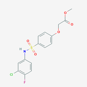 molecular formula C15H13ClFNO5S B425777 Methyl {4-[(3-chloro-4-fluoroanilino)sulfonyl]phenoxy}acetate 