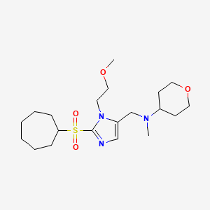 molecular formula C20H35N3O4S B4257779 N-{[2-(cycloheptylsulfonyl)-1-(2-methoxyethyl)-1H-imidazol-5-yl]methyl}-N-methyltetrahydro-2H-pyran-4-amine 