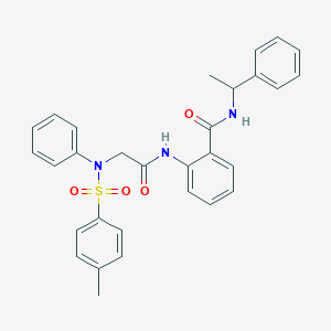 molecular formula C30H29N3O4S B425778 2-[({[(4-methylphenyl)sulfonyl]anilino}acetyl)amino]-N-(1-phenylethyl)benzamide 