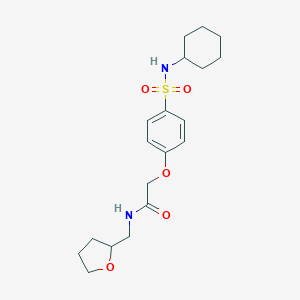 molecular formula C19H28N2O5S B425779 2-{4-[(cyclohexylamino)sulfonyl]phenoxy}-N-(tetrahydro-2-furanylmethyl)acetamide 