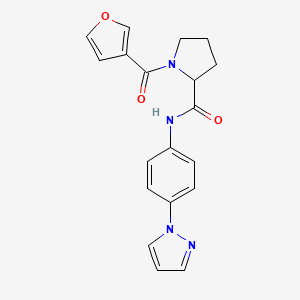 molecular formula C19H18N4O3 B4257827 1-(3-furoyl)-N-[4-(1H-pyrazol-1-yl)phenyl]prolinamide 