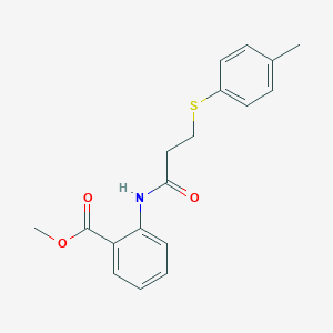 molecular formula C18H19NO3S B425783 Methyl 2-({3-[(4-methylphenyl)sulfanyl]propanoyl}amino)benzoate 