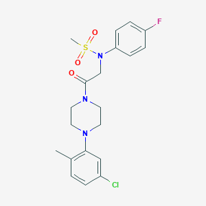 molecular formula C20H23ClFN3O3S B425784 N-{2-[4-(5-chloro-2-methylphenyl)-1-piperazinyl]-2-oxoethyl}-N-(4-fluorophenyl)methanesulfonamide 