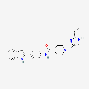 molecular formula C27H31N5O B4257840 1-[(2-ethyl-4-methyl-1H-imidazol-5-yl)methyl]-N-[4-(1H-indol-2-yl)phenyl]-4-piperidinecarboxamide 
