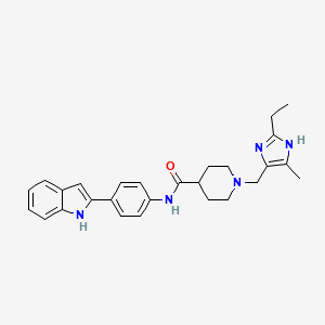 1-[(2-ethyl-4-methyl-1H-imidazol-5-yl)methyl]-N-[4-(1H-indol-2-yl)phenyl]-4-piperidinecarboxamide