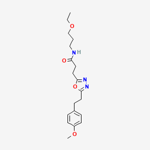 molecular formula C19H27N3O4 B4257841 N-(3-ethoxypropyl)-3-{5-[2-(4-methoxyphenyl)ethyl]-1,3,4-oxadiazol-2-yl}propanamide 