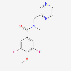 molecular formula C14H13F2N3O2 B4257861 3,5-difluoro-4-methoxy-N-methyl-N-(2-pyrazinylmethyl)benzamide 