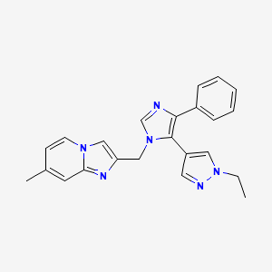 molecular formula C23H22N6 B4257949 2-{[5-(1-ethyl-1H-pyrazol-4-yl)-4-phenyl-1H-imidazol-1-yl]methyl}-7-methylimidazo[1,2-a]pyridine 