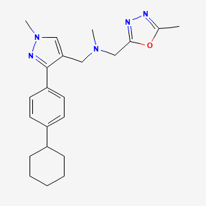 molecular formula C22H29N5O B4257959 1-[3-(4-cyclohexylphenyl)-1-methyl-1H-pyrazol-4-yl]-N-methyl-N-[(5-methyl-1,3,4-oxadiazol-2-yl)methyl]methanamine 
