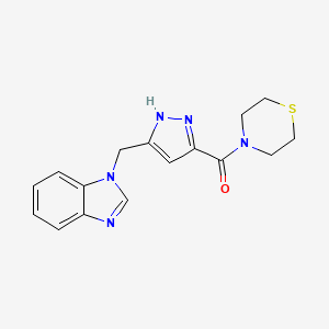 molecular formula C16H17N5OS B4257990 1-{[3-(4-thiomorpholinylcarbonyl)-1H-pyrazol-5-yl]methyl}-1H-benzimidazole 