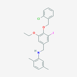 molecular formula C24H25ClINO2 B425800 N-{4-[(2-chlorobenzyl)oxy]-3-ethoxy-5-iodobenzyl}-2,5-dimethylaniline 