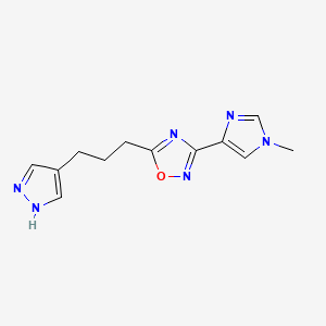 molecular formula C12H14N6O B4258050 3-(1-methyl-1H-imidazol-4-yl)-5-[3-(1H-pyrazol-4-yl)propyl]-1,2,4-oxadiazole 