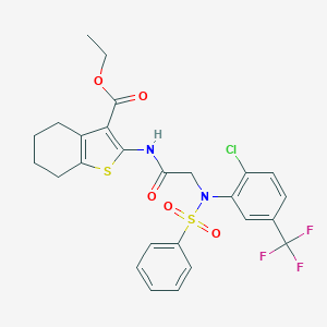 Ethyl 2-({[2-chloro(phenylsulfonyl)-5-(trifluoromethyl)anilino]acetyl}amino)-4,5,6,7-tetrahydro-1-benzothiophene-3-carboxylate