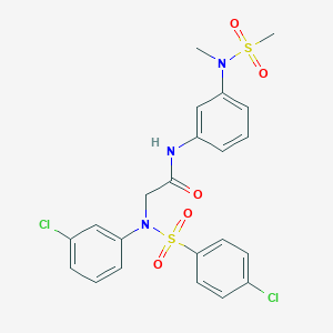 molecular formula C22H21Cl2N3O5S2 B425807 2-(3-chloro-N-(4-chlorophenyl)sulfonylanilino)-N-[3-[methyl(methylsulfonyl)amino]phenyl]acetamide 