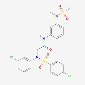 molecular formula C22H21Cl2N3O5S2 B425807 2-{3-chloro[(4-chlorophenyl)sulfonyl]anilino}-N-{3-[methyl(methylsulfonyl)amino]phenyl}acetamide 