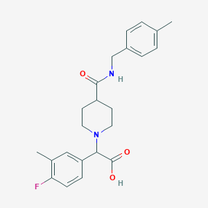 molecular formula C23H27FN2O3 B4258083 (4-fluoro-3-methylphenyl)(4-{[(4-methylbenzyl)amino]carbonyl}piperidin-1-yl)acetic acid 