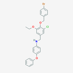 molecular formula C28H25BrClNO3 B425809 N-{4-[(4-bromobenzyl)oxy]-3-chloro-5-ethoxybenzyl}-4-phenoxyaniline 