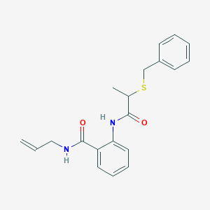 molecular formula C20H22N2O2S B425811 N-allyl-2-{[2-(benzylsulfanyl)propanoyl]amino}benzamide 