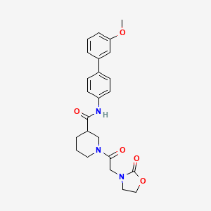 molecular formula C24H27N3O5 B4258119 N-(3'-methoxy-4-biphenylyl)-1-[(2-oxo-1,3-oxazolidin-3-yl)acetyl]-3-piperidinecarboxamide 