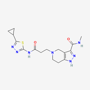 molecular formula C16H21N7O2S B4258121 5-{3-[(5-cyclopropyl-1,3,4-thiadiazol-2-yl)amino]-3-oxopropyl}-N-methyl-4,5,6,7-tetrahydro-2H-pyrazolo[4,3-c]pyridine-3-carboxamide 