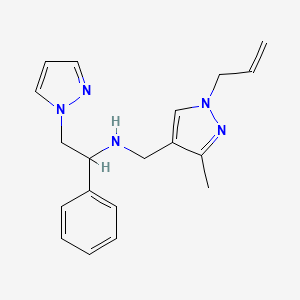 molecular formula C19H23N5 B4258127 N-[(1-allyl-3-methyl-1H-pyrazol-4-yl)methyl]-1-phenyl-2-(1H-pyrazol-1-yl)ethanamine 