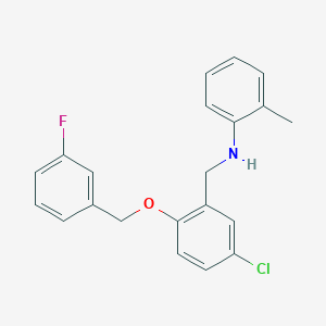 molecular formula C21H19ClFNO B425815 N-{5-chloro-2-[(3-fluorobenzyl)oxy]benzyl}-2-methylaniline 